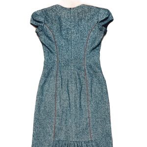 Cap-sleeved, tweed, midi dress - black & white